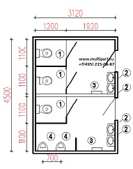 план установки сантехнических кабин